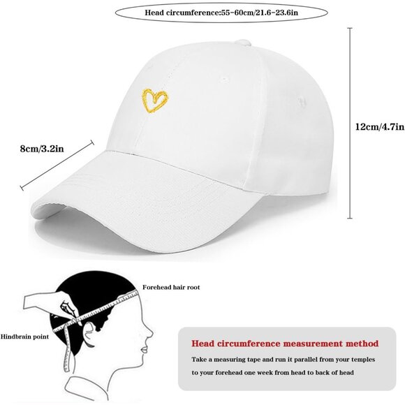 Women's White Fashion Baseball Cap Adjustable Strap Back Visor Sports Hat - Picture 6 of 6